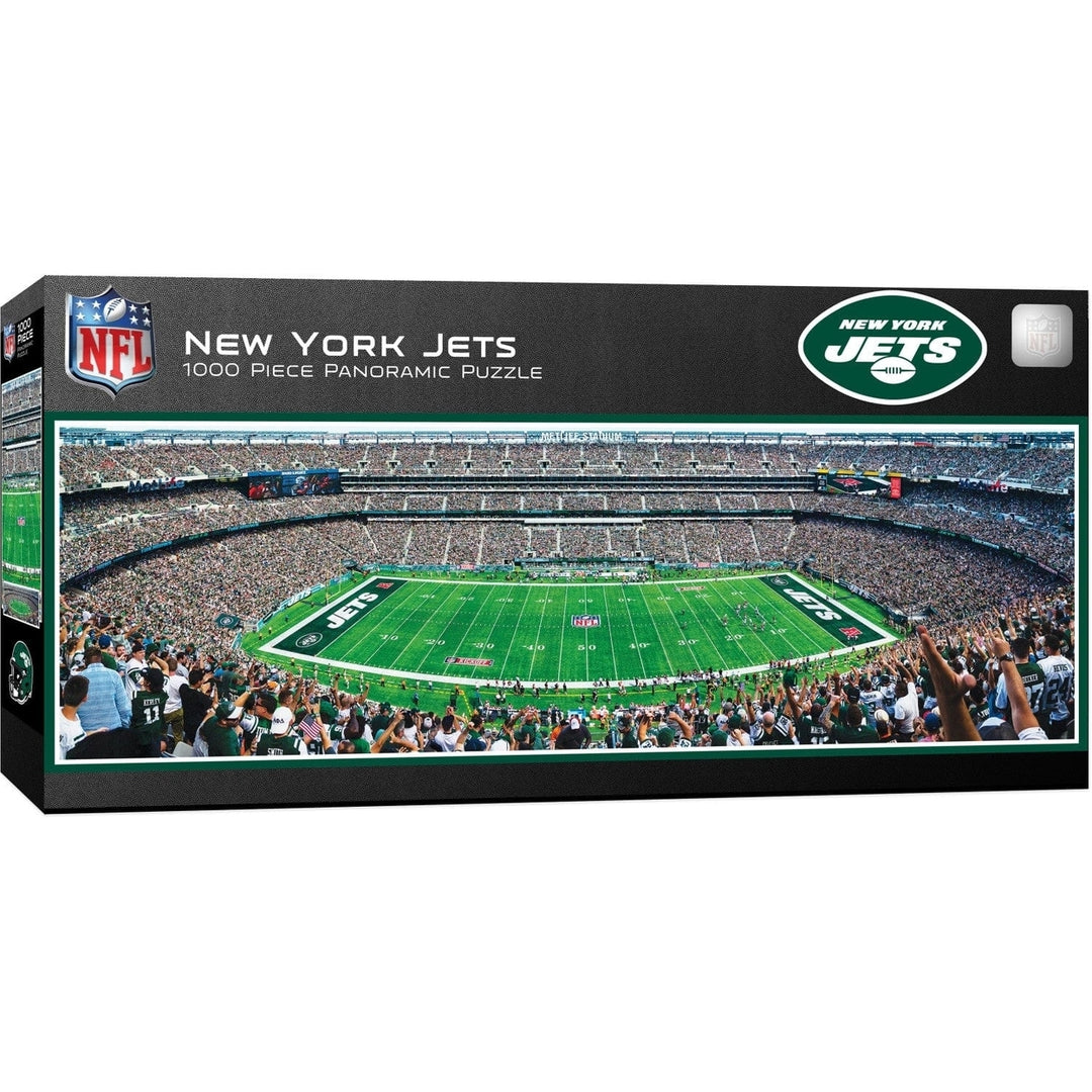 York Jets 1000 Piece Panoramic Jigsaw Puzzle NFL Stadium 13" x 39" Recycled Image 1