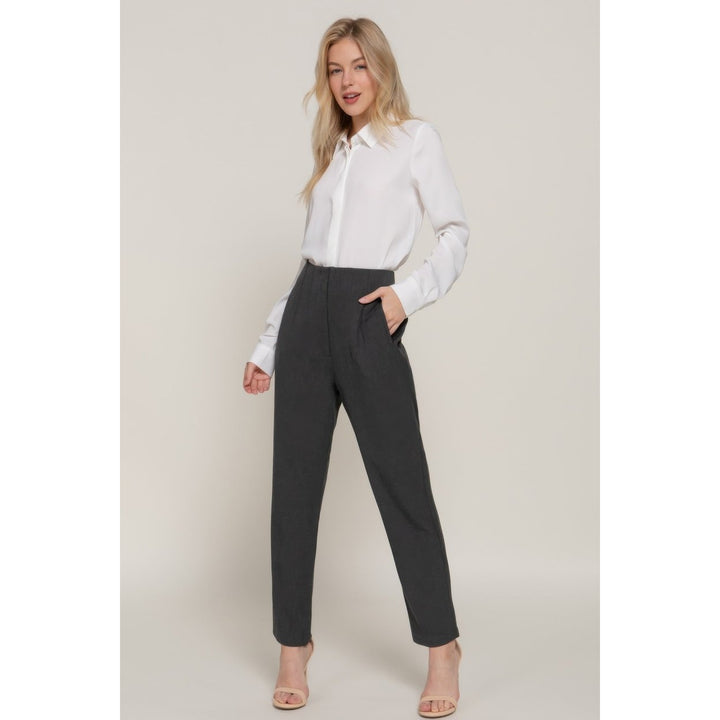 High Waist Pintuck Detail Long Pants Image 2