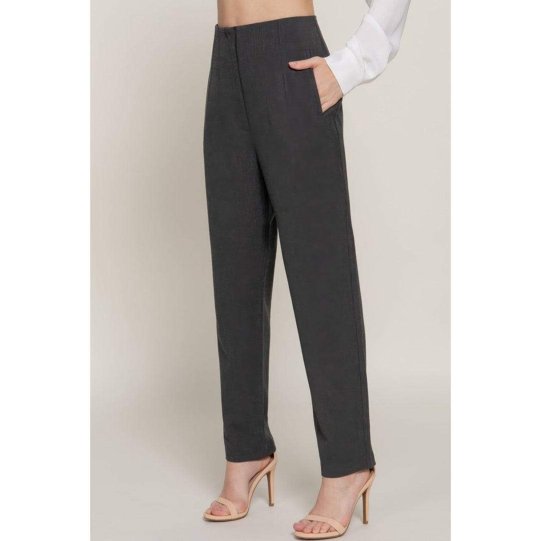 High Waist Pintuck Detail Long Pants Image 3