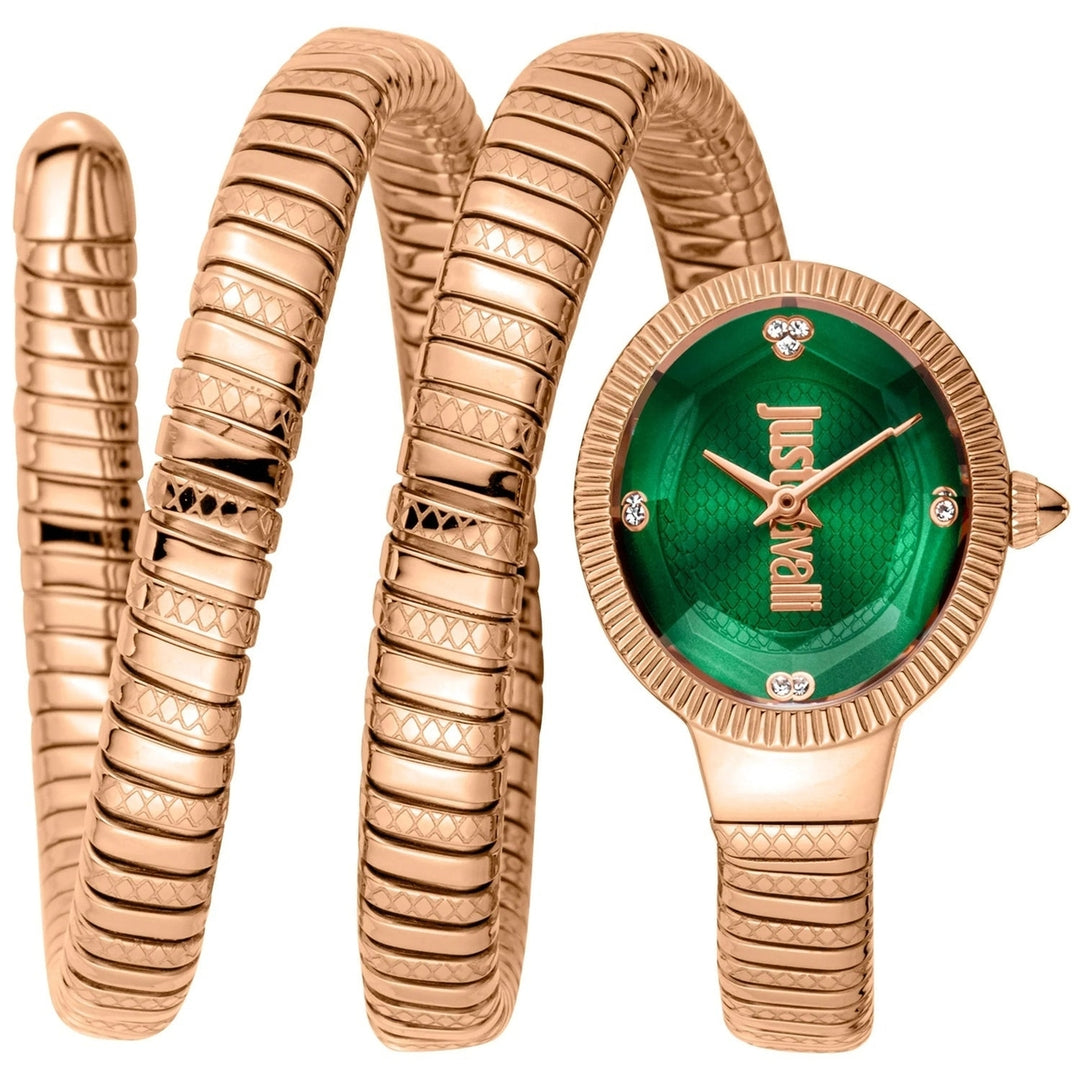 Just Cavalli Womens After Party Snake Green Dial Watch - JC1L269M0045 Image 1