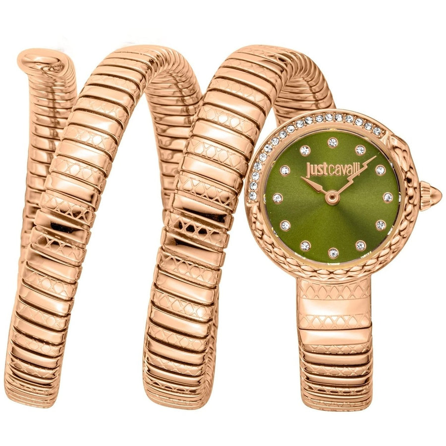 Just Cavalli Womens Enchanting Snake Green Dial Watch - JC1L302M0045 Image 1