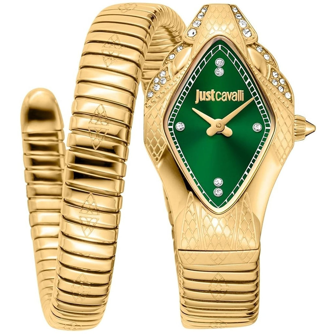 Just Cavalli Womens Ferocious Snake Green Dial Watch - JC1L306M0045 Image 1