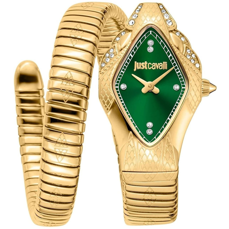 Just Cavalli Womens Ferocious Snake Green Dial Watch - JC1L306M0045 Image 1