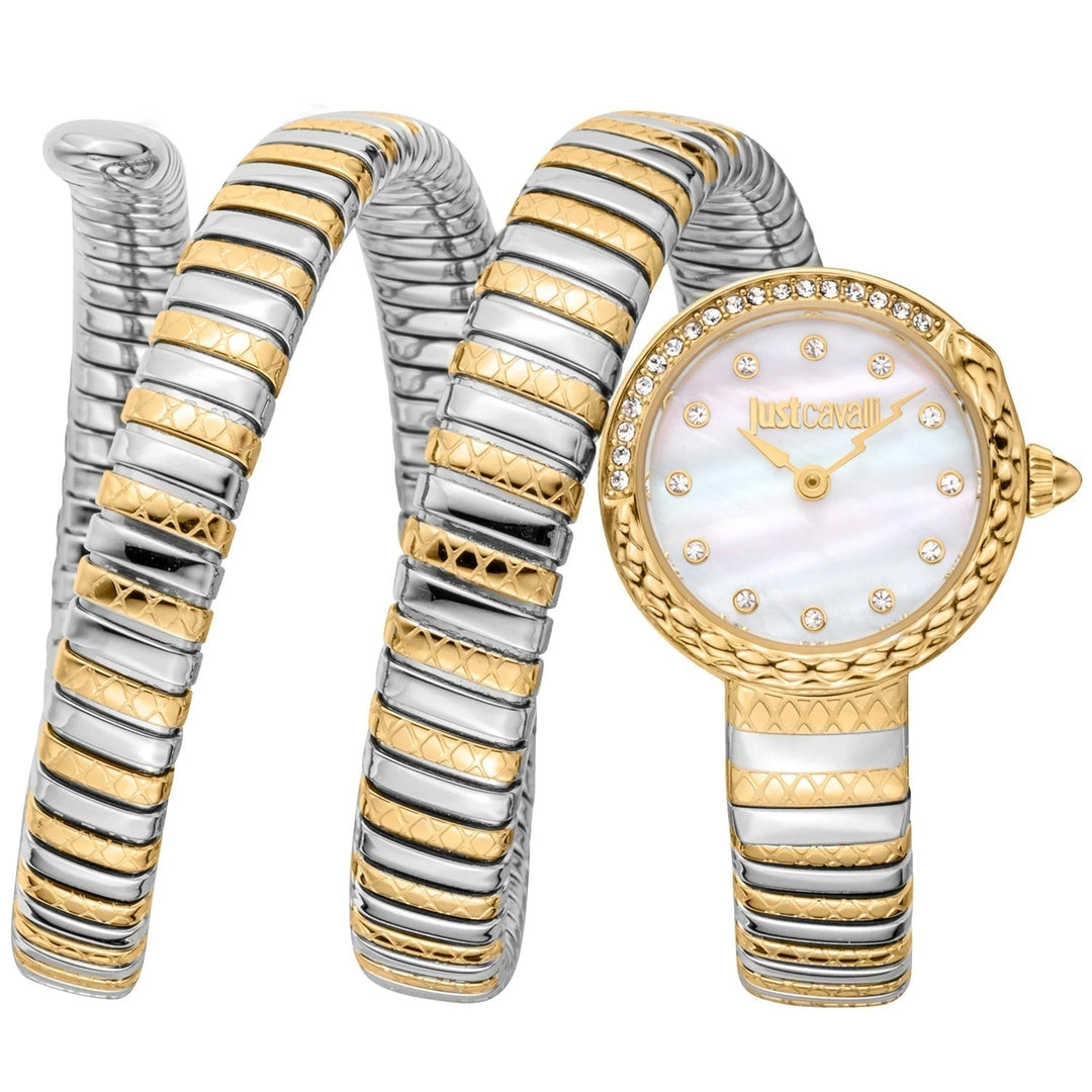 Just Cavalli Womens Enchanting Snake Mother of Pearl Dial Watch - JC1L302M0055 Image 1