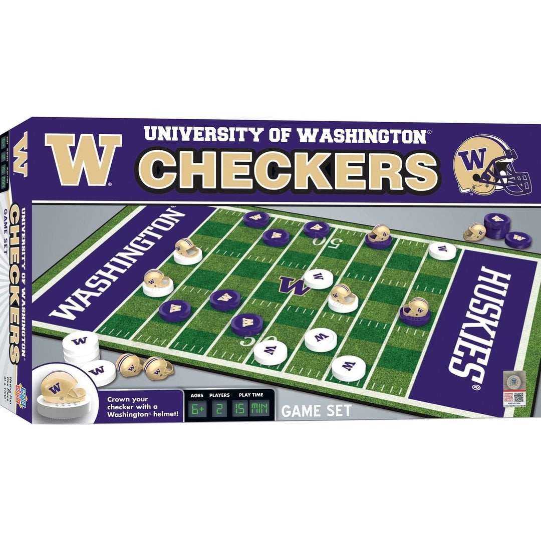 Washington Huskies NCAA Checkers Board Game 13x21 inches MasterPieces set Image 1