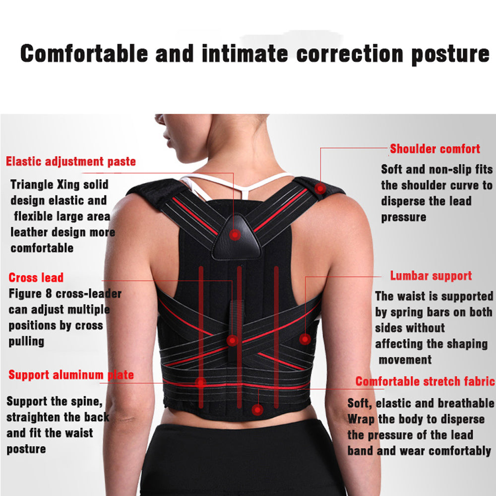 GOMOREON Adjustable Posture Corrector Back Support Shoulder Brace Posture Correction Spine Postural Fixer Tape for Men Image 2