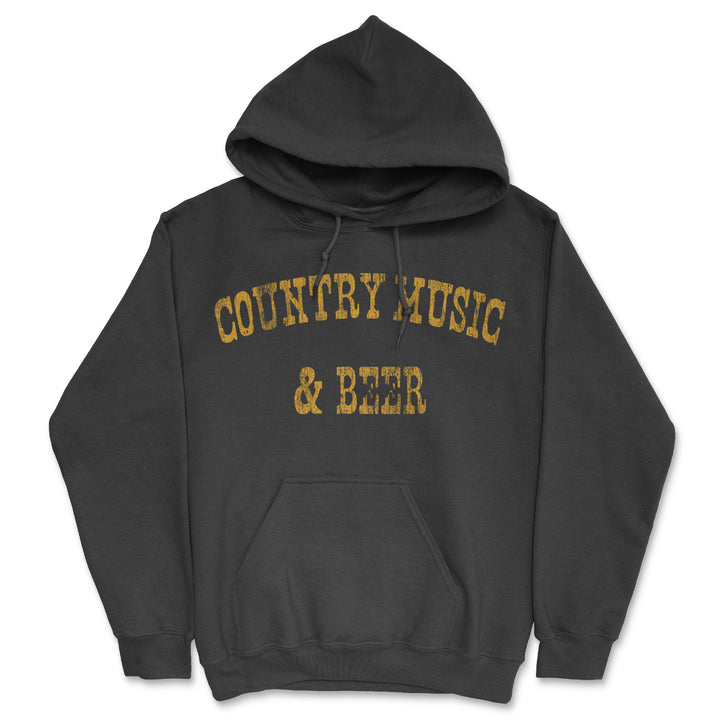 Country Music And Beer Unisex Hoodie Funny Sarcastic Drinking Hooded Sweatshirt Image 1