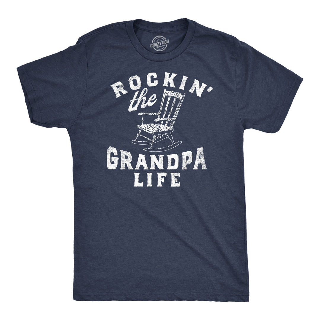 Mens Funny T Shirts Rockin The Grandpa Life Sarcastic Rocking Chair Graphic Tee For Men Image 3