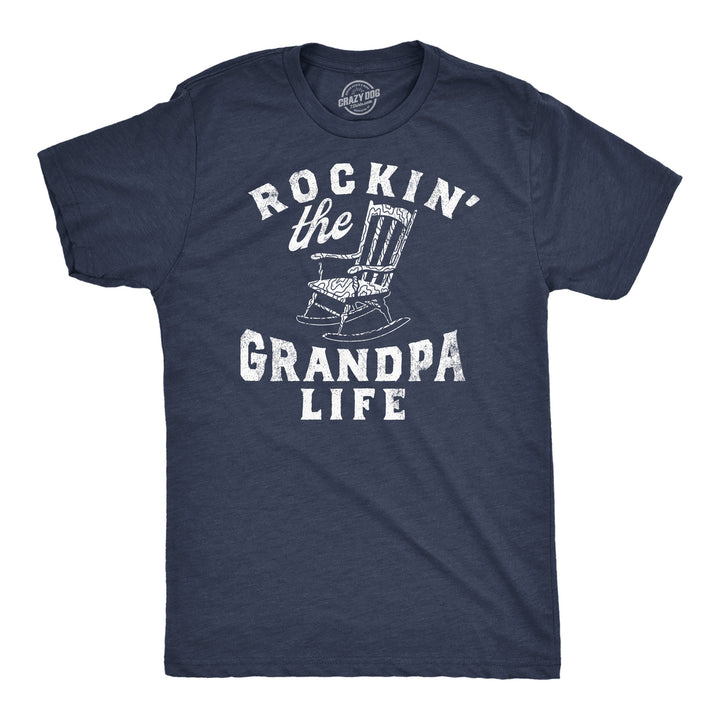 Mens Funny T Shirts Rockin The Grandpa Life Sarcastic Rocking Chair Graphic Tee For Men Image 3