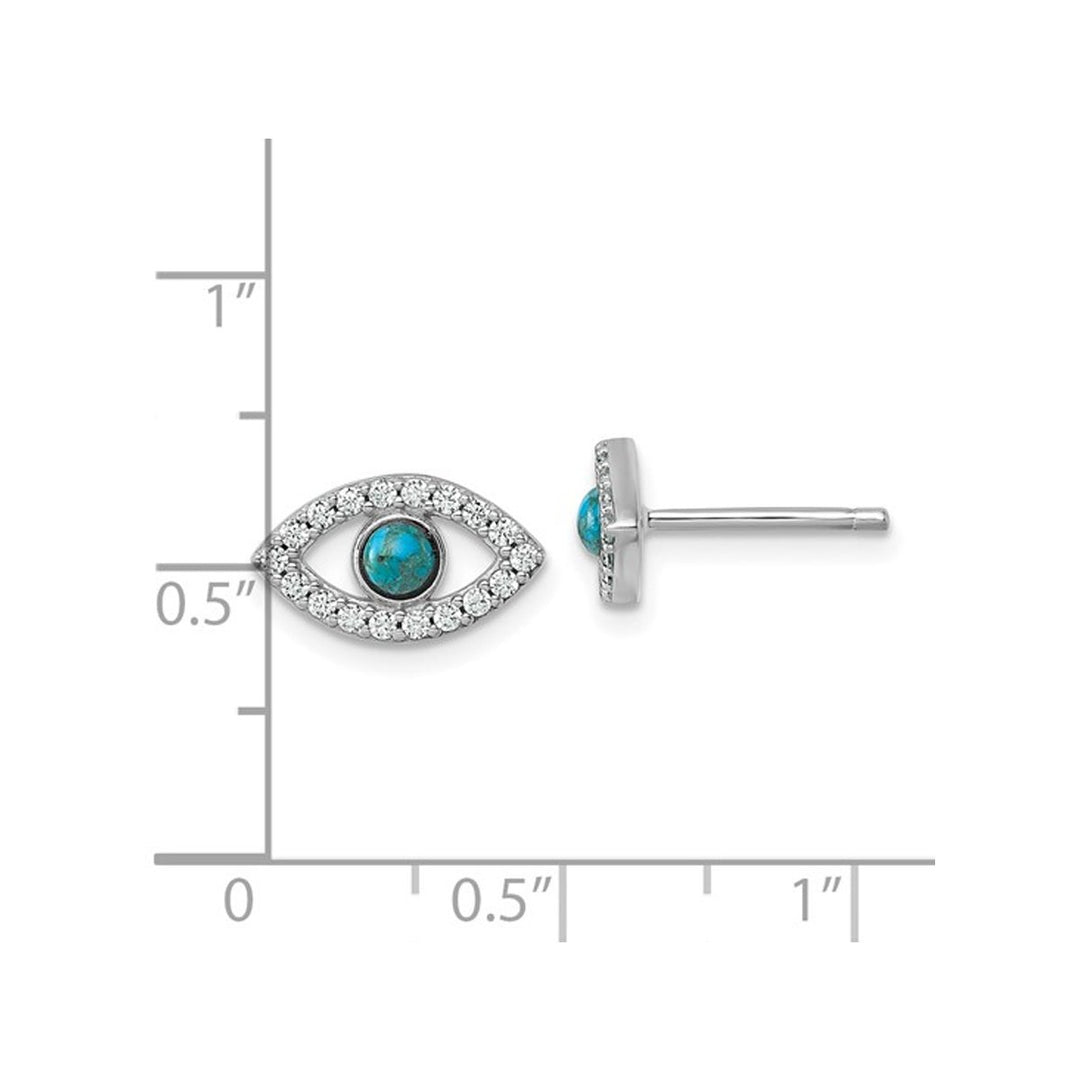 Sterling Silver Evil Eye Charm Earrings with Compressed Turquoise and Synthetic Cubic Zirconia (CZ)s Image 4