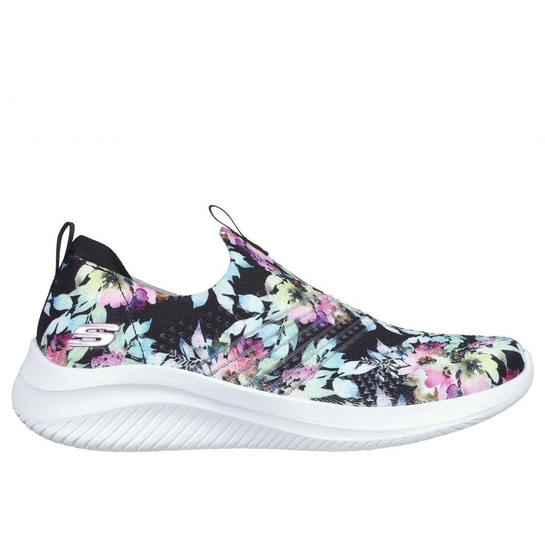 Skechers Womens Ultra Flex 3.0 - Flower Road Slip-On Sneaker Black/ Multi - 149848-BKMT Black / Multi Image 1