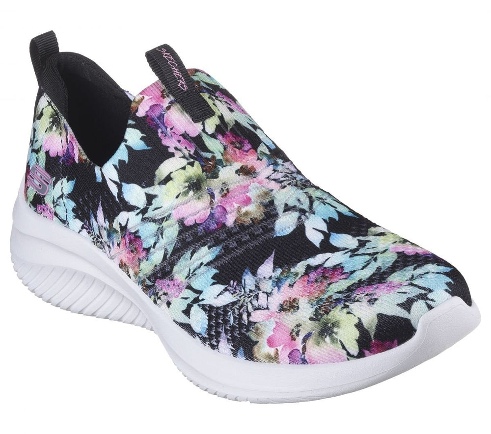 Skechers Womens Ultra Flex 3.0 - Flower Road Slip-On Sneaker Black/ Multi - 149848-BKMT Black / Multi Image 2