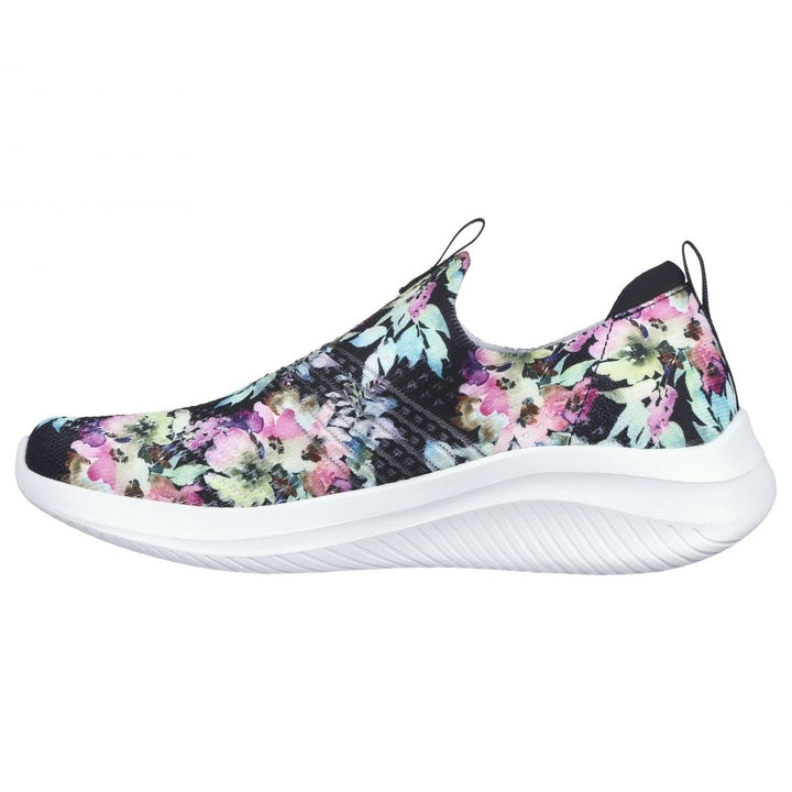 Skechers Womens Ultra Flex 3.0 - Flower Road Slip-On Sneaker Black/ Multi - 149848-BKMT Black / Multi Image 3