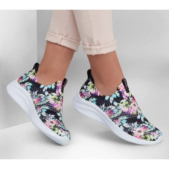 Skechers Womens Ultra Flex 3.0 - Flower Road Slip-On Sneaker Black/ Multi - 149848-BKMT Black / Multi Image 4