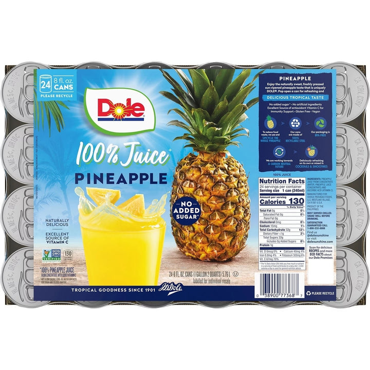 Dole 100% Pineapple Juice 8.4 Fluid Ounce (Pack of 24) Image 2