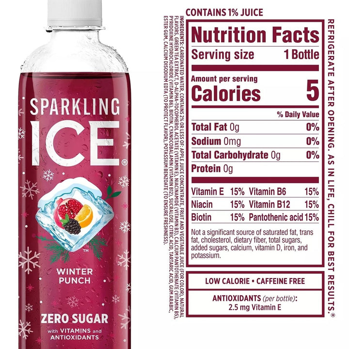 Sparkling Ice Sparkling Water Winter Variety Pack 17 Fluid Ounce (Pack of 24) Image 4