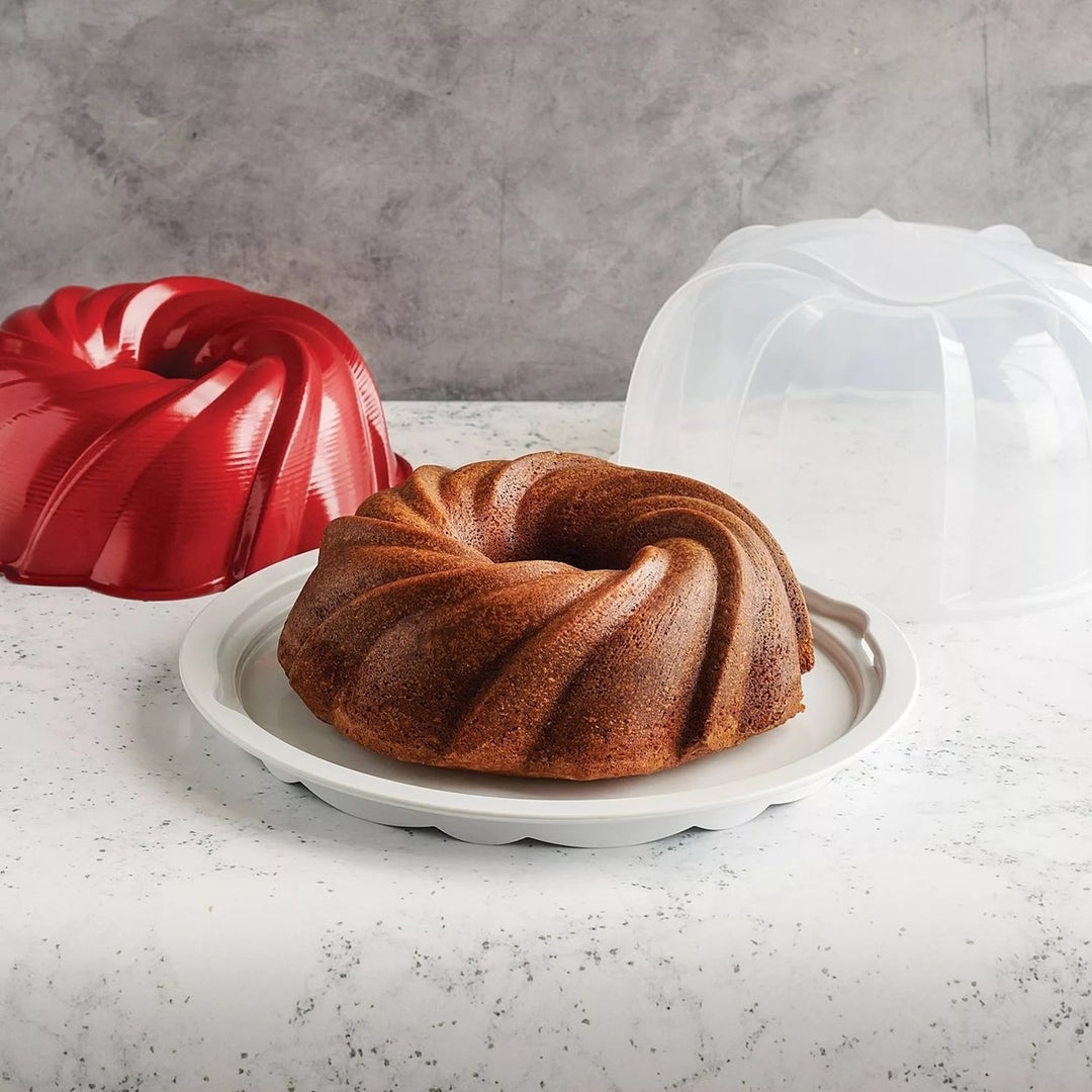 Nordic Ware Formed Swirl Aluminum Bundt Pan with Keeper Image 4