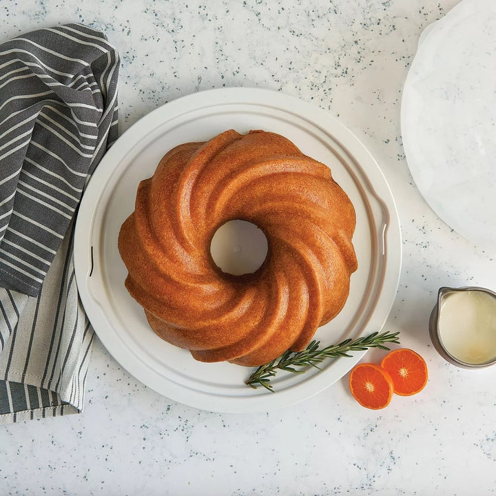 Nordic Ware Formed Swirl Aluminum Bundt Pan with Keeper Image 4