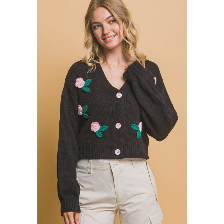 Mid cropped flower cardigan Image 1