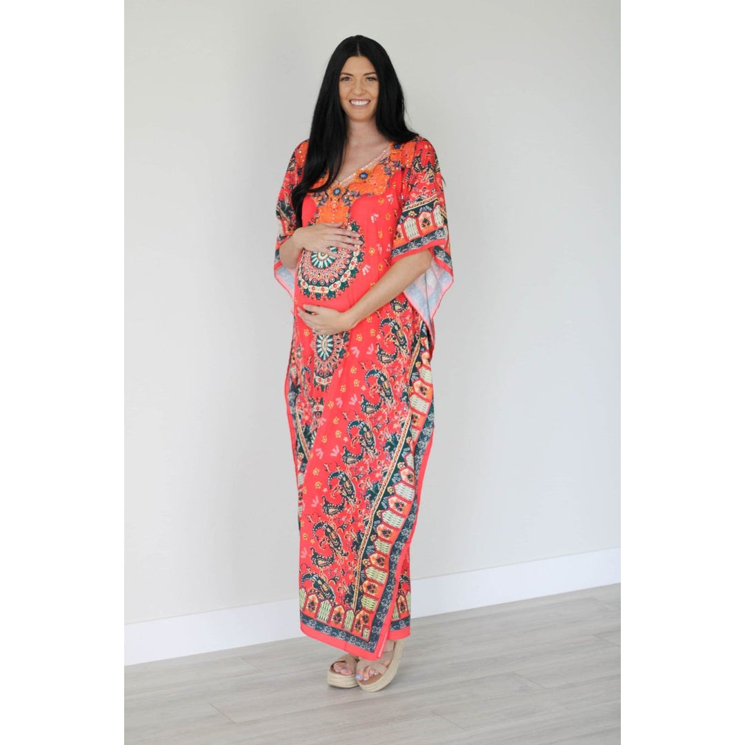 Mexican Kaftan Dress Summer Caftan For Women Loose Maxi Dress Silk Image 1