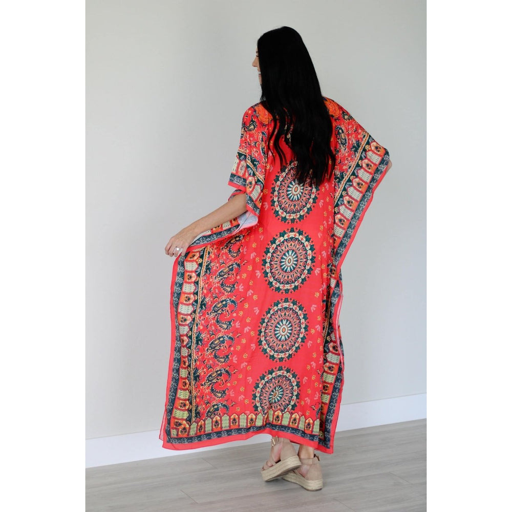 Mexican Kaftan Dress Summer Caftan For Women Loose Maxi Dress Silk Image 2