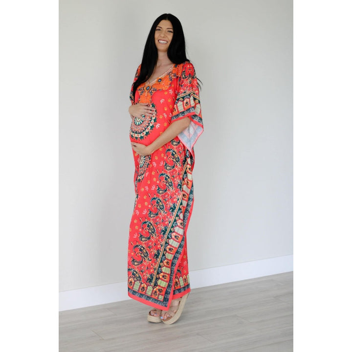 Mexican Kaftan Dress Summer Caftan For Women Loose Maxi Dress Silk Image 3