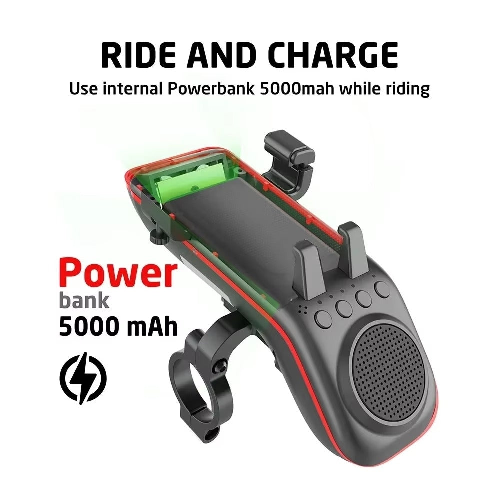 10 in 1 Bike Light 5000mAh Rechargeable Front Lamp Bicycle Phone Holder with Bluetooth Speaker Cycling Bell Accessories Image 2