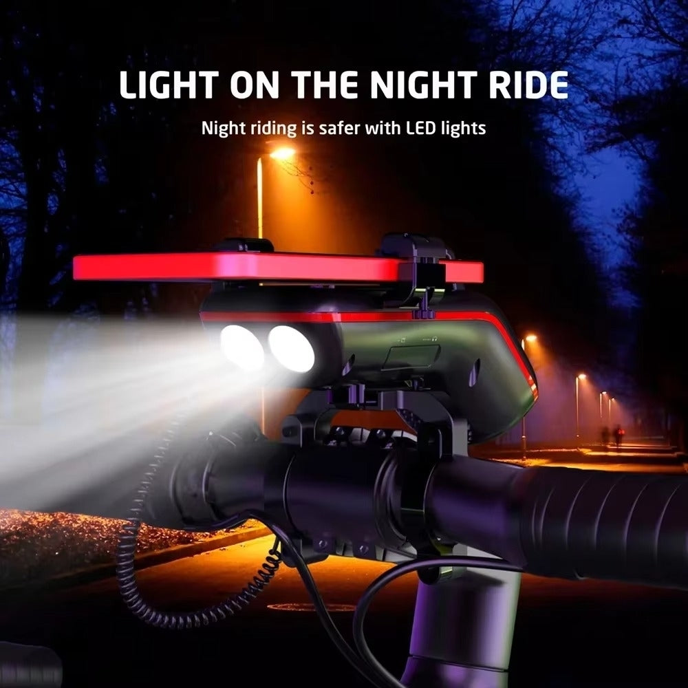 10 in 1 Bike Light 5000mAh Rechargeable Front Lamp Bicycle Phone Holder with Bluetooth Speaker Cycling Bell Accessories Image 4