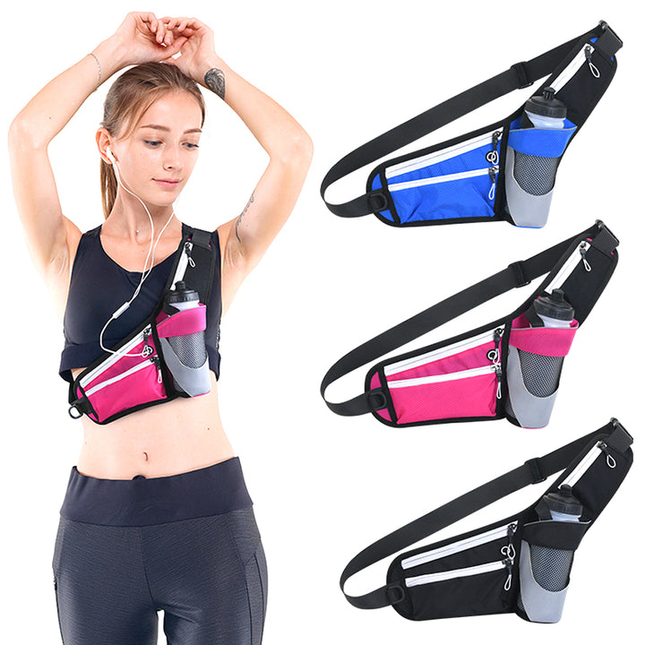 Fanny Pack with Water Bottle Holder Running Belt Adjustable Strap Reflective Hydration Waist Bag for Running Hiking Image 1