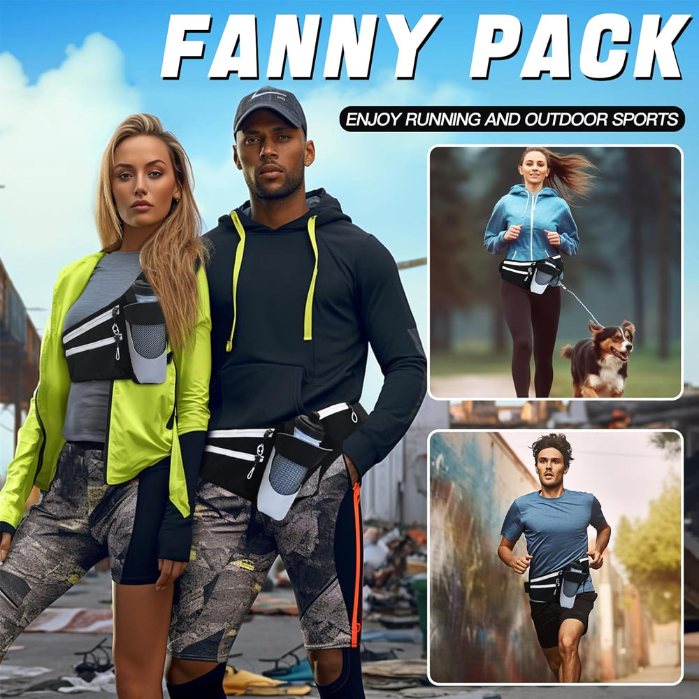 Fanny Pack with Water Bottle Holder Running Belt Adjustable Strap Reflective Hydration Waist Bag for Running Hiking Image 8