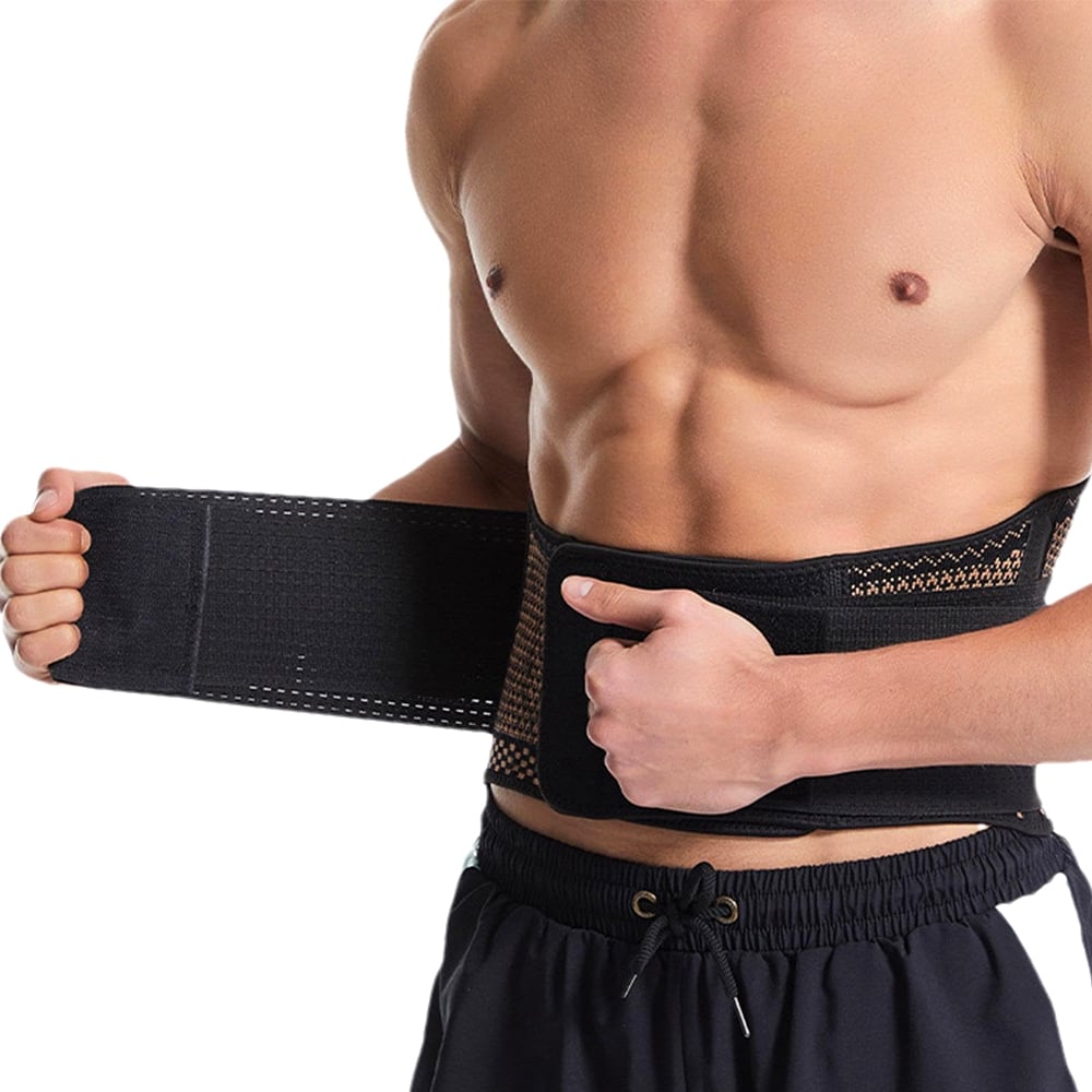 Copper Back Brace for Lower Back Pain Relief Back Support Belt Men Women With Adjustable Black Lumbar Support Belt for Image 1