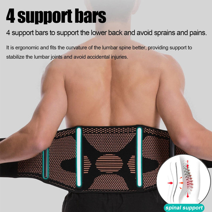 Copper Back Brace for Lower Back Pain Relief Back Support Belt Men Women With Adjustable Black Lumbar Support Belt for Image 3