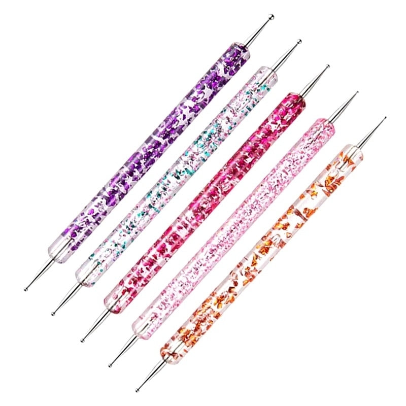 5-Piece Nail Art Dotting Pen Set Dual-Ended Crystal Handle Image 3