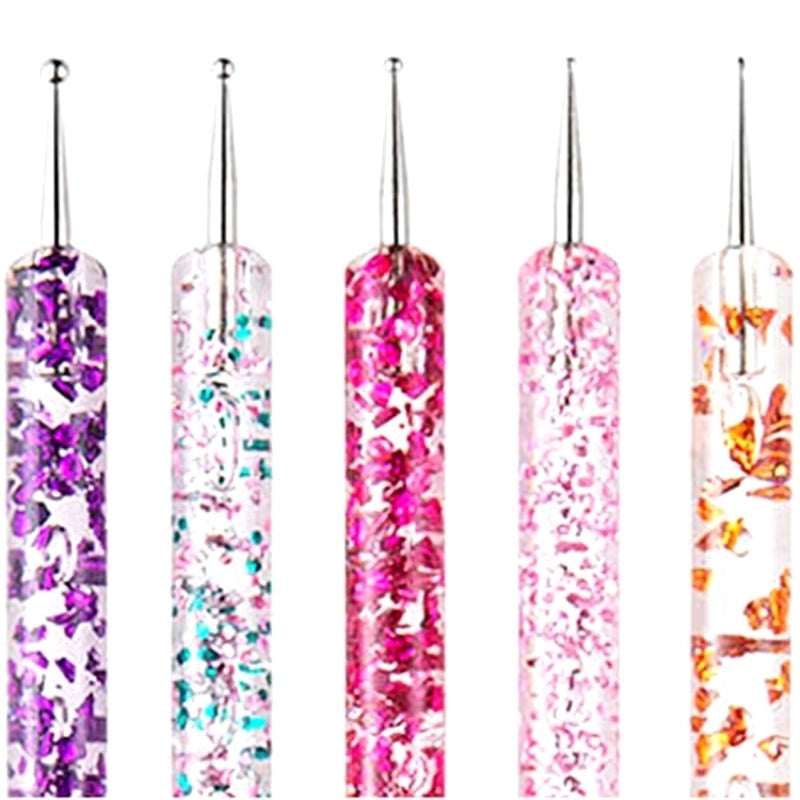 5-Piece Nail Art Dotting Pen Set Dual-Ended Crystal Handle Image 4