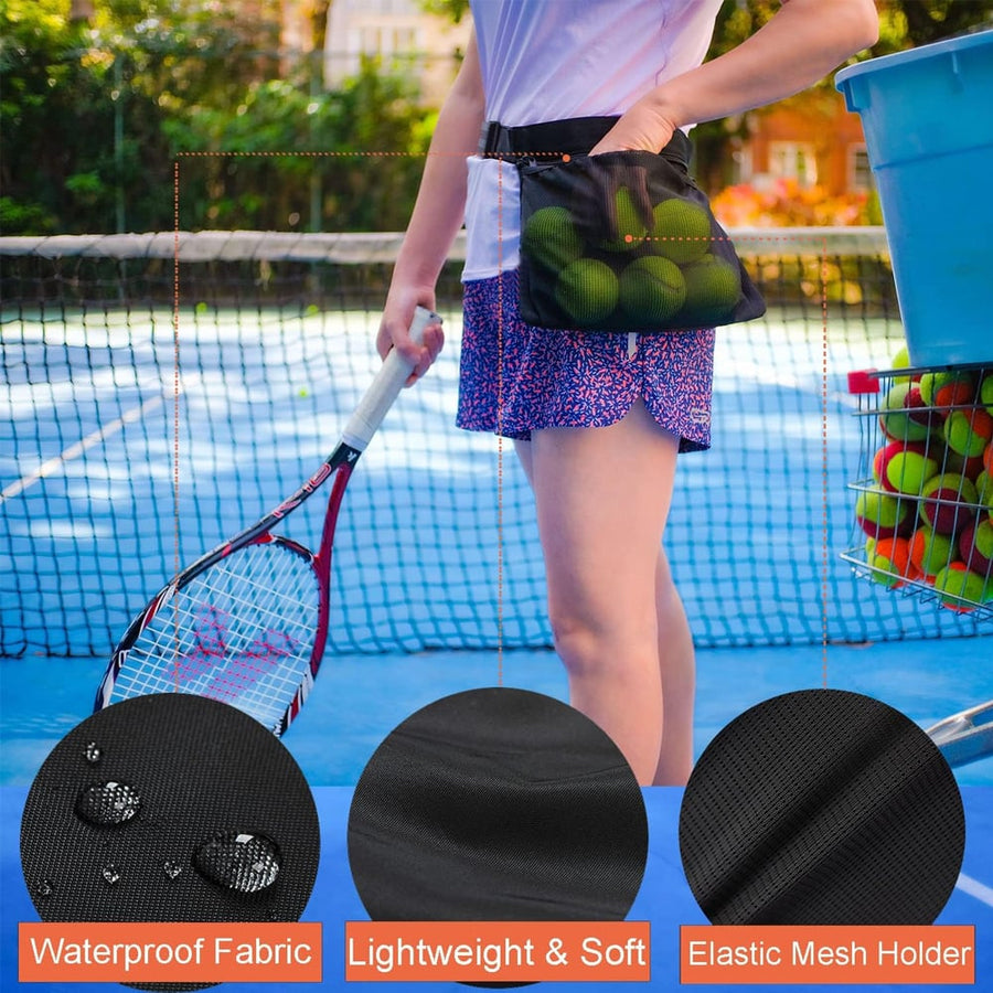 1Pcs Tennis Ball Band Holder Waist Bag with Mesh Pocket and Zippered Pocket Adjustable Hip Bag for Men and Women Image 1