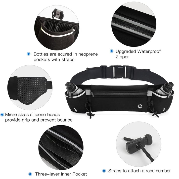 1Pcs Hydration Running Belt with Water Bottles for Men and Women  Running Water Bottles Water Resistant Pouch Fits All Image 8