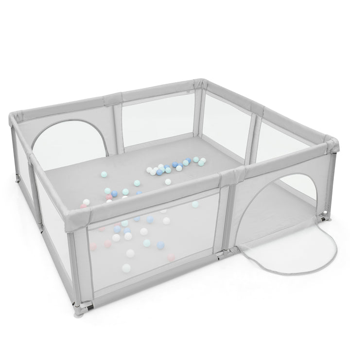 Costway Extra Large Baby Playpen Safety Baby Play Yard wIth 50 Ocean Balls and 4 Handles Image 6