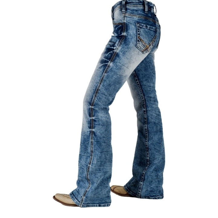 Cowgirl Tuff Western Jeans Womens Blazin Relaxed Medium Wash JBLAZN Image 2