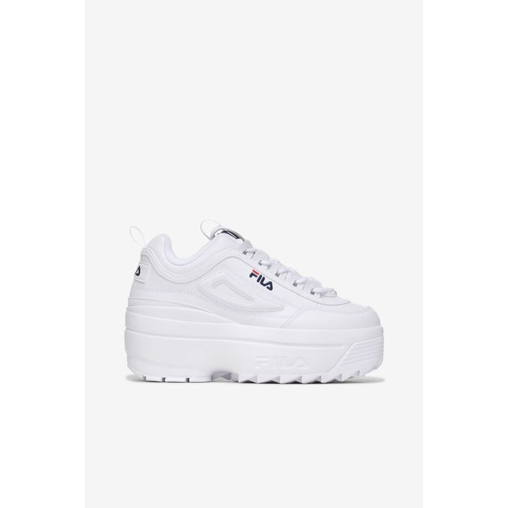 FILA Womens Disruptor II Wedge Sneaker White/Fila Navy/Fila Red - 5FM00704-125 WHT/FNVY/FRED Image 1