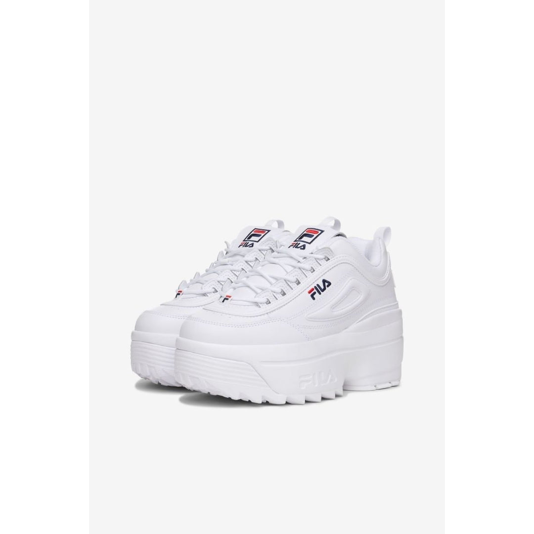 FILA Womens Disruptor II Wedge Sneaker White/Fila Navy/Fila Red - 5FM00704-125 WHT/FNVY/FRED Image 4