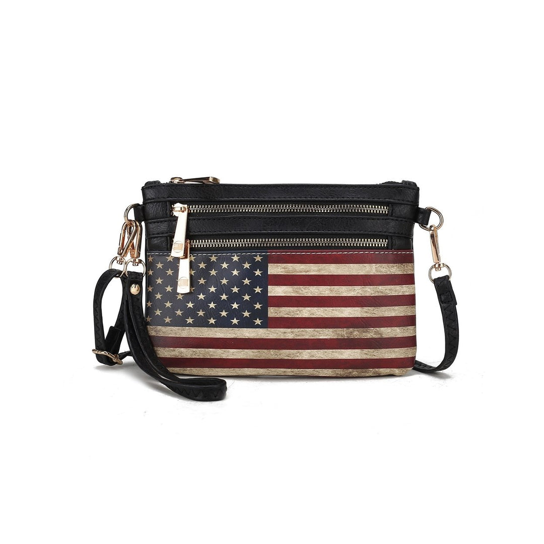 MKFCollection Alisson Printed Flag Crossbody Bag - Vegan Leather Designer Image 1