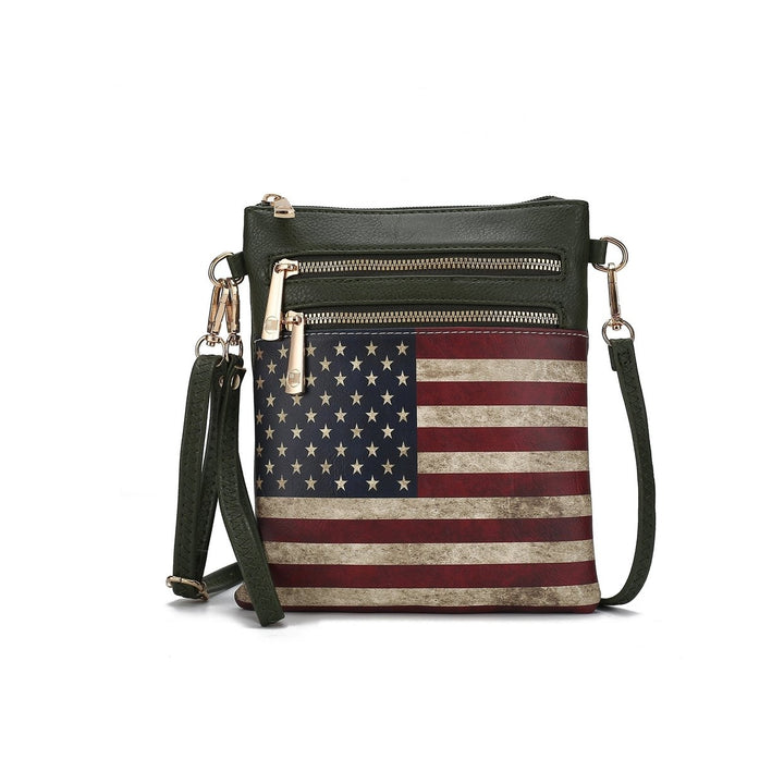 MKFCollection Genesis Printed Flag Crossbody Bag Vegan Leather Designer Handbag Image 1