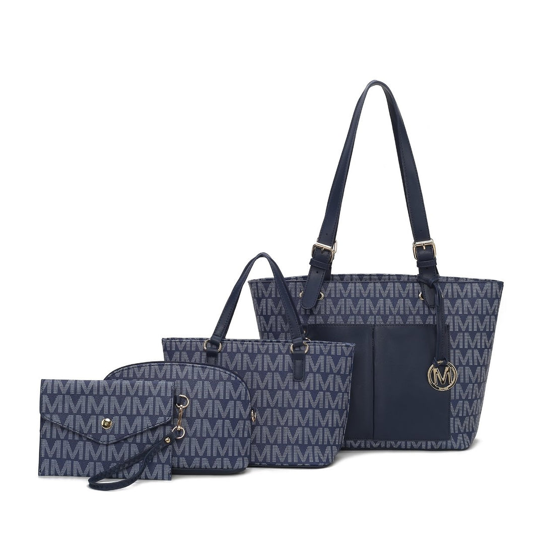 MKFCollection Havenly Signature Tote Bag and Set Vegan Leather Designer Handbag Image 9