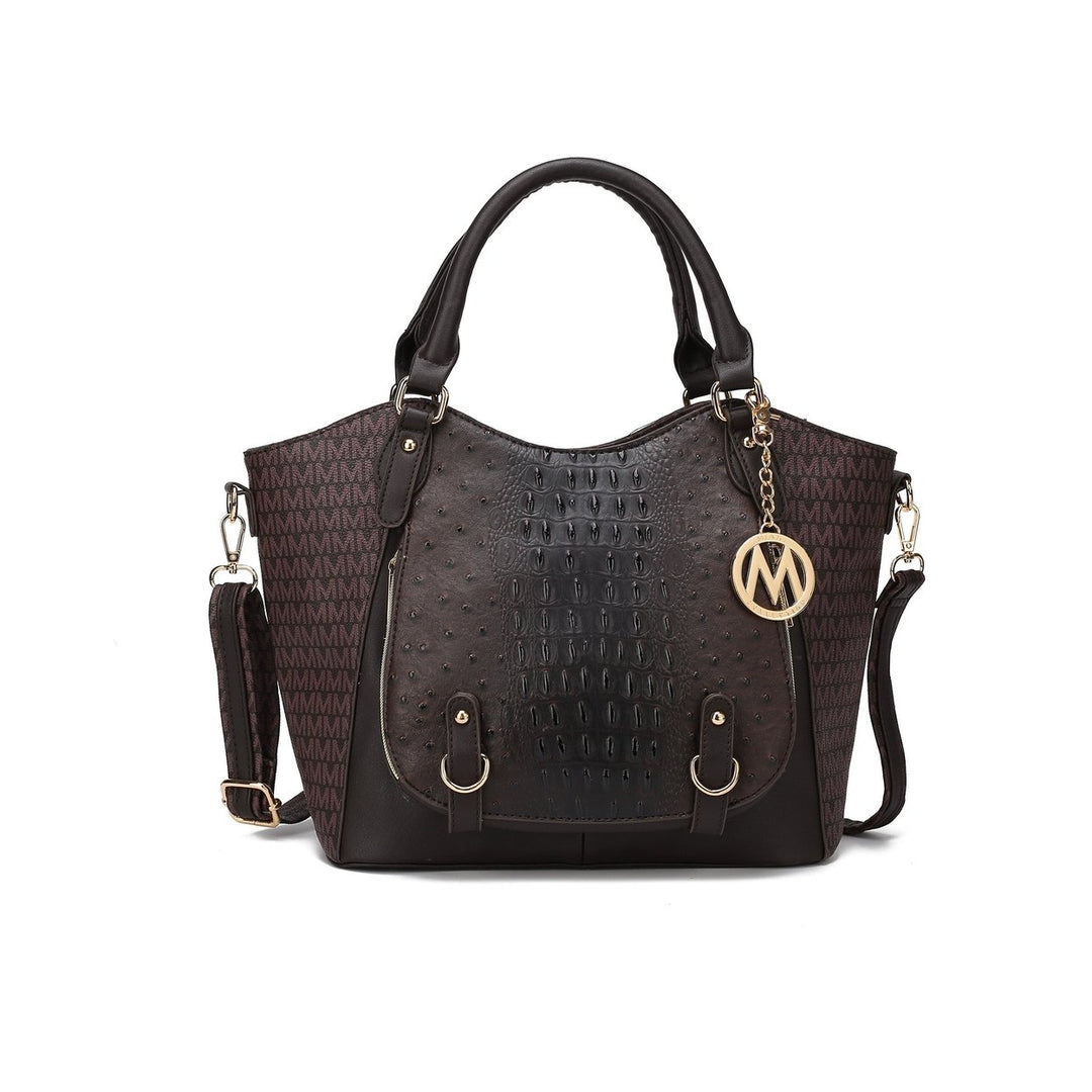 MKFCollection Jacqueline Signature Shoulder Bag - Vegan Leather Designer Handbag Image 1