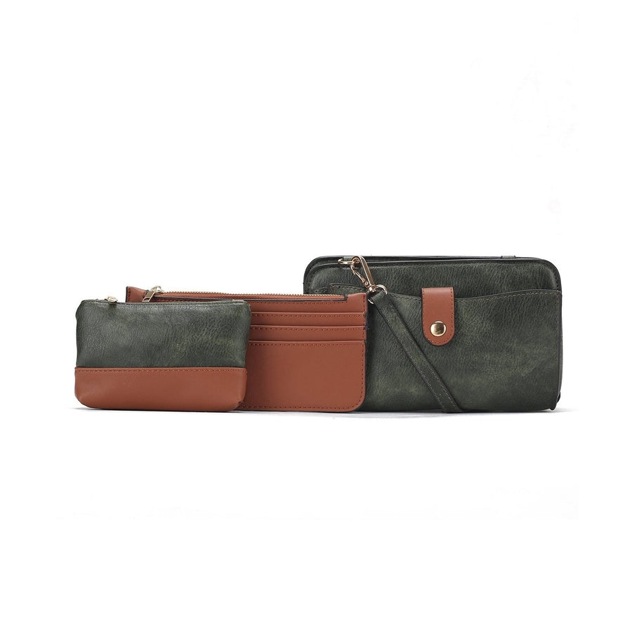 MKFCollection Muriel Crossbody Bag and Card Holder Set - Vegan Leather Designer Image 1