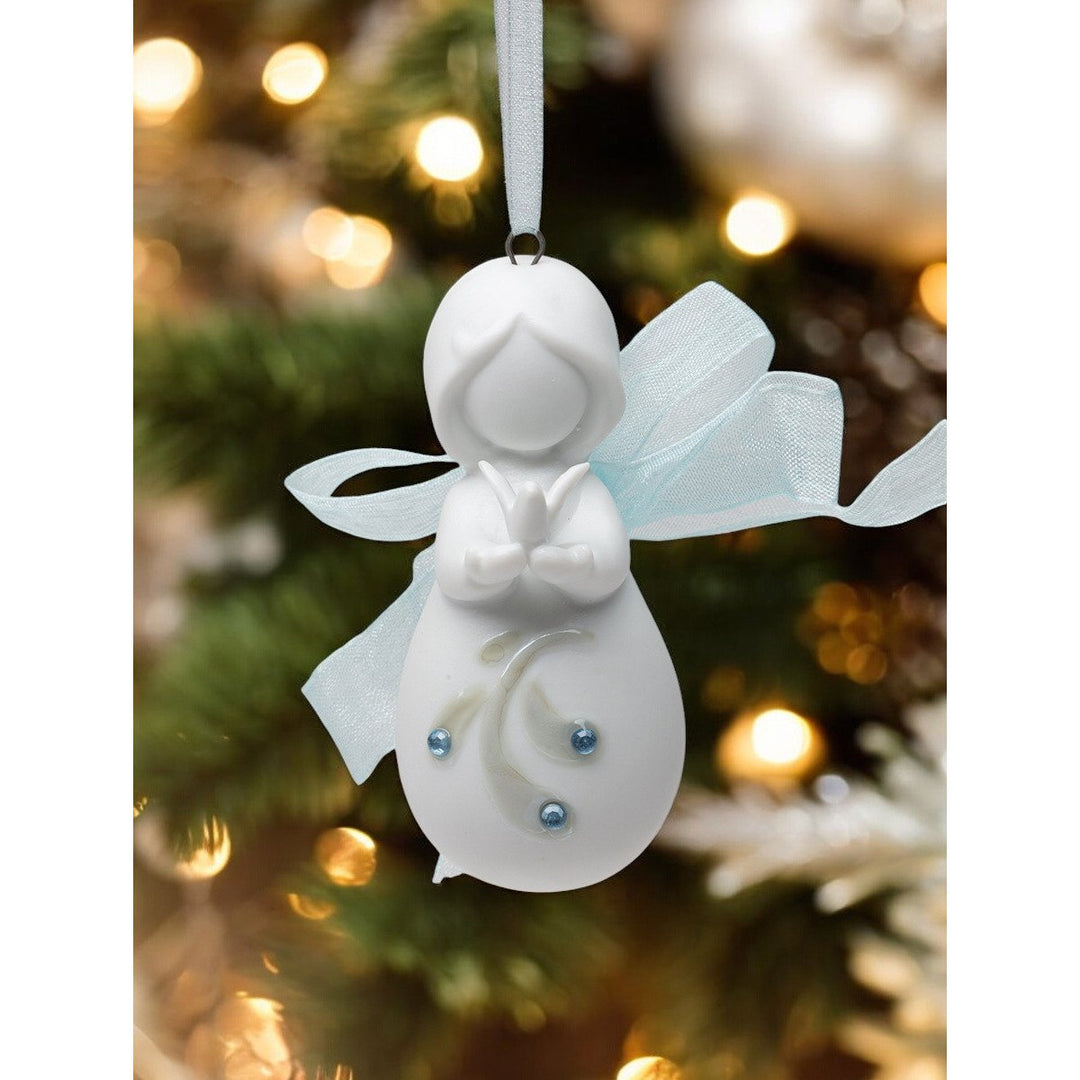 Ceramic Angel Ornament with Dove 1.5in Religious Gift Christmas Tree Decor Image 1