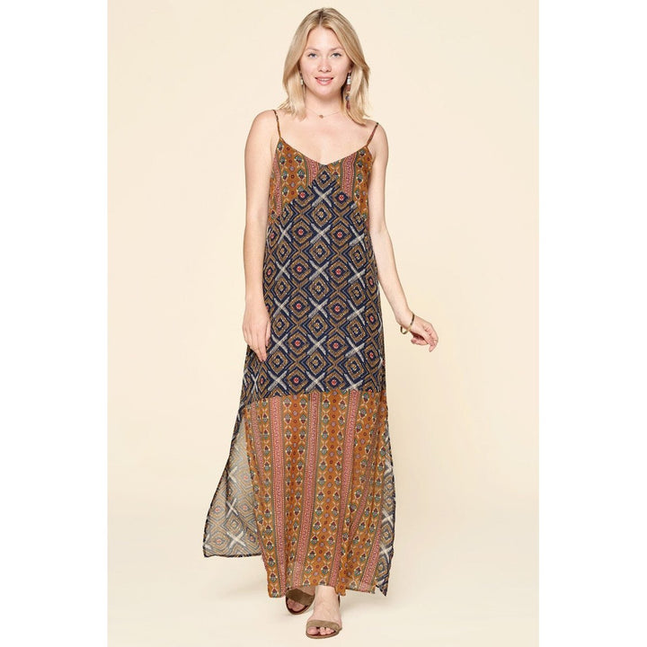 Mixed Printed Chiffon Maxi Slip Dress Image 1