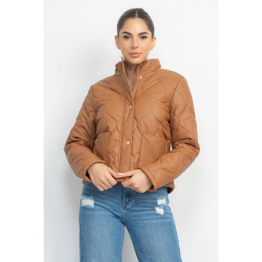 Mock Neck Quilted Jacket Image 1