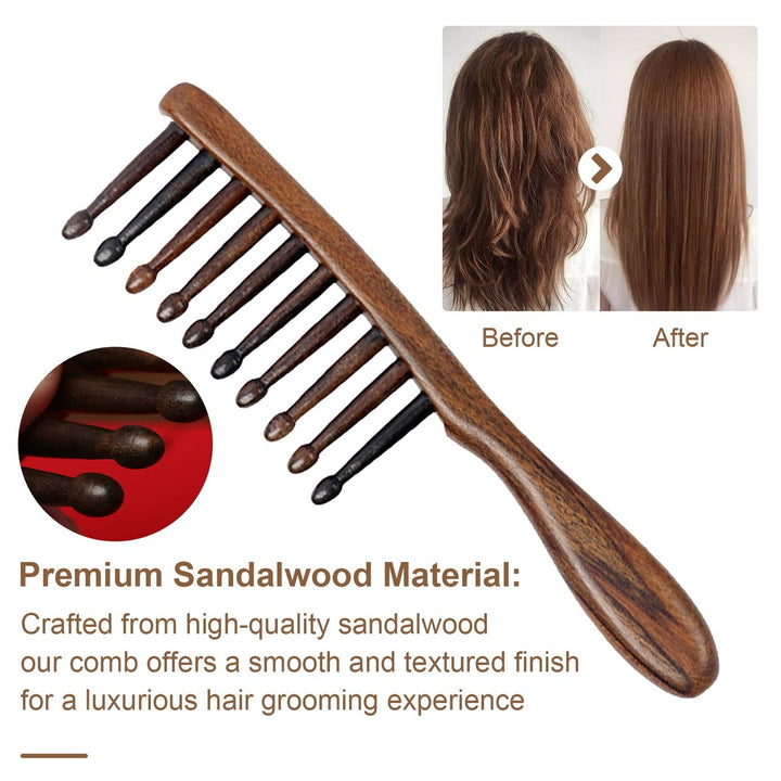 Sandalwood Scalp Massage Comb Wide Teeth Anti-static Hair Growth Men Women Head Massager Brush Wooden Manual Gua Sha Image 1