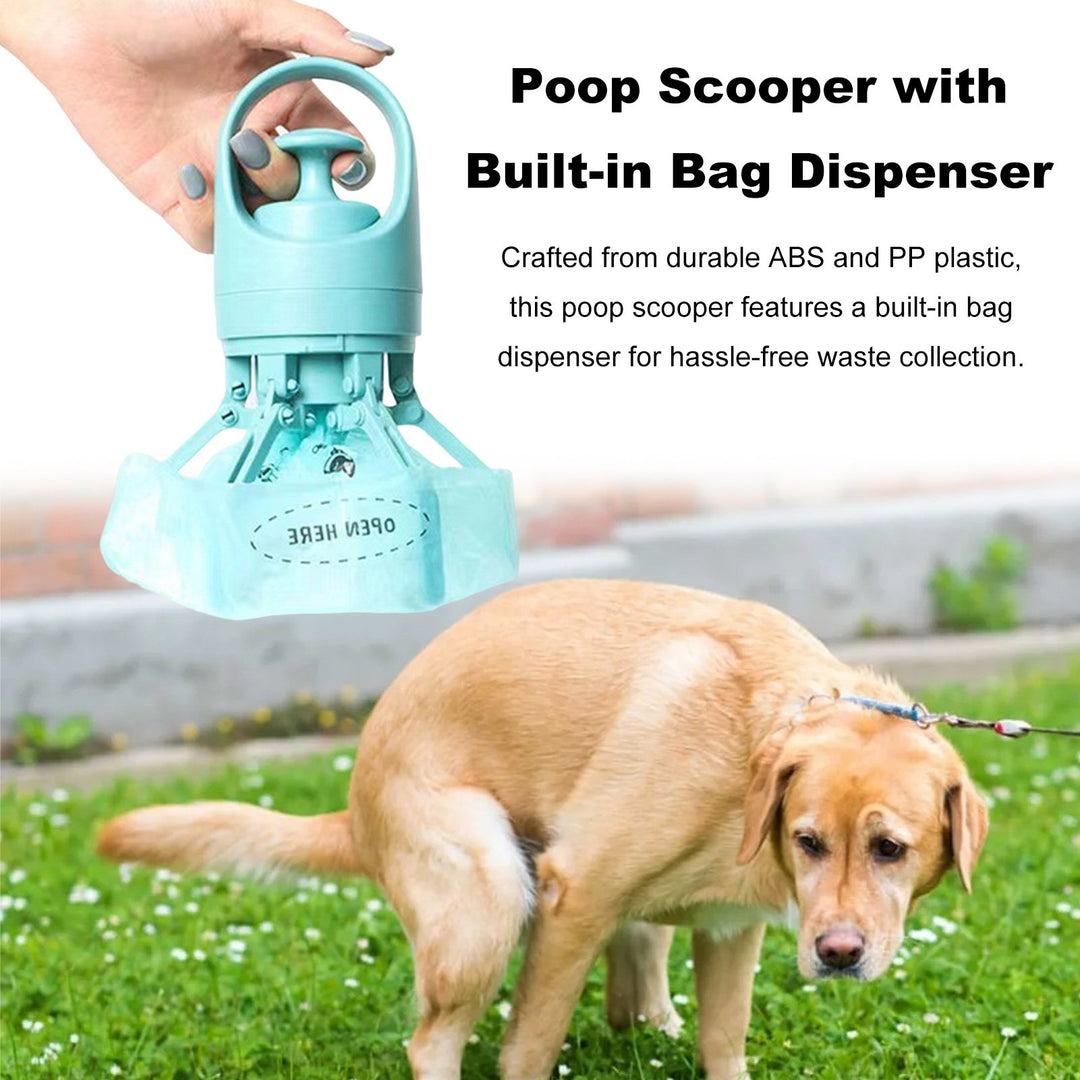 Dog Pooper Scooper No-Touch Handheld Doggy Poop Scooper with Bag Dispenser Portable Pet Waste Pick-up Cleaner Image 2